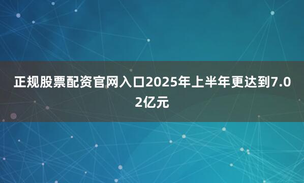 正规股票配资官网入口2025年上半年更达到7.02亿元