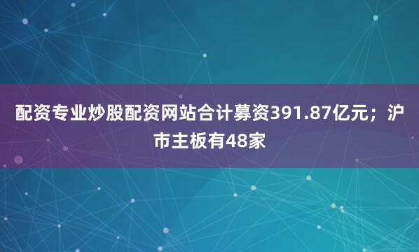 配资专业炒股配资网站合计募资391.87亿元;沪市主板有48家